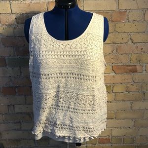 Cream colored crochet Ava & Viv tank top